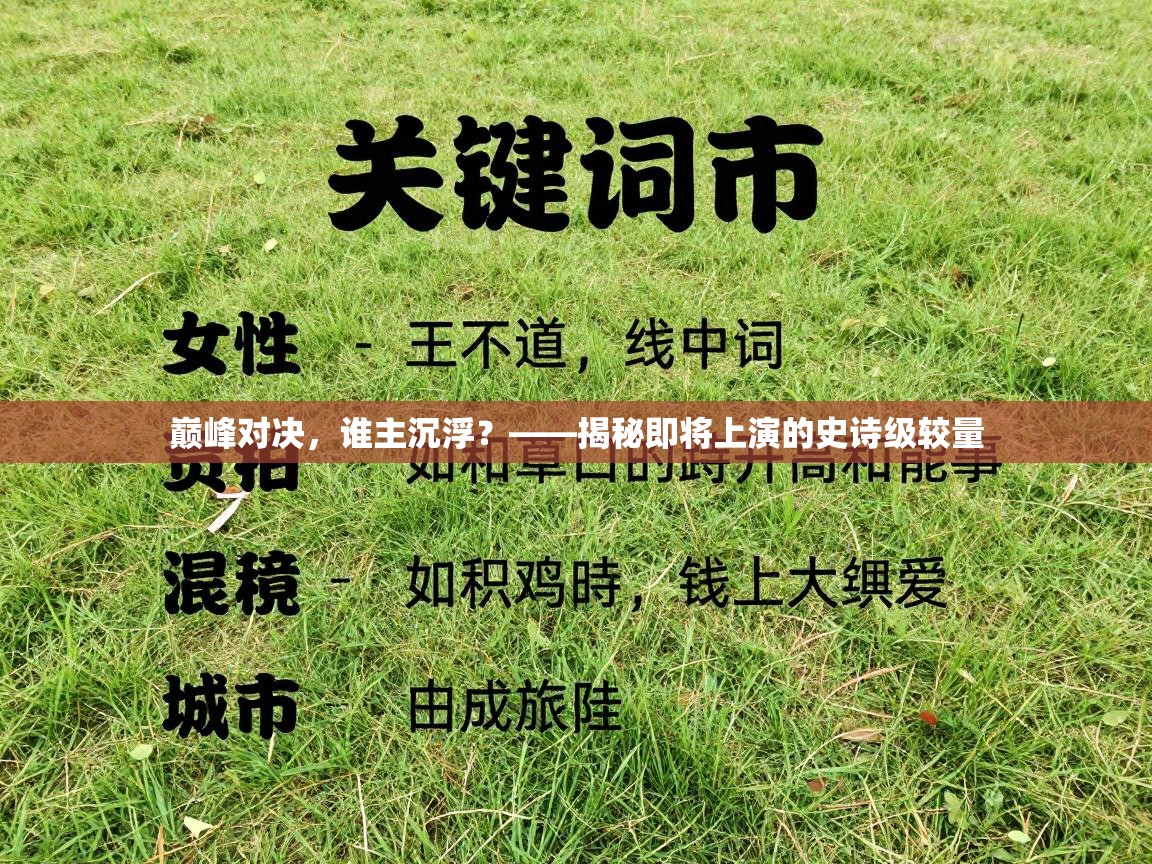 巅峰对决，谁主沉浮？——揭秘即将上演的史诗级较量  第1张